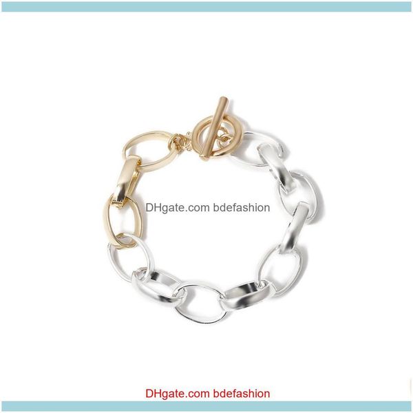 Link, Chain Jewelrywomen Bracelets Gold e Sier 2 Cores Conect Jewelry Roupas de neg￳cios AESSORIAS DRIA DOUR 2021 NWKWY