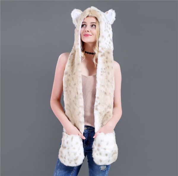 

hats, scarves & gloves sets cartoon animal hat scarf in one snow leopard winter accessories for women and, Blue;gray