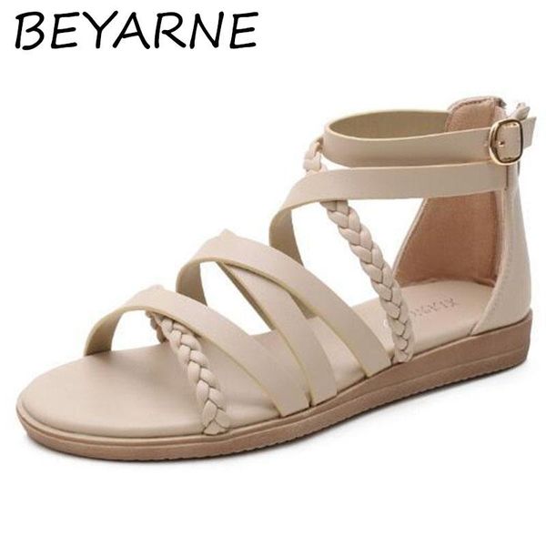 

sandals beyaromen's 2021 summer outdoor beach flip-flops casual back zipper fashion fighter women's flat women, Black