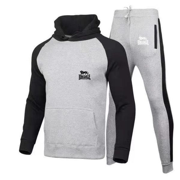 

men's tracksuits the lion fashion mens clothing pullovers sweater cotton men hoodie two pieces + pants sports shirts fall winter track, Gray