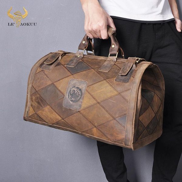 

duffel bags quality original leather male larger capacity design travel handbag duffle luggage bag fashion suitcase tote 8151