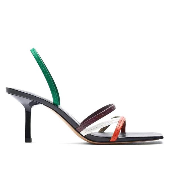 

dress shoes 2021 thin strap color matching women sandals women's heel square head, Black