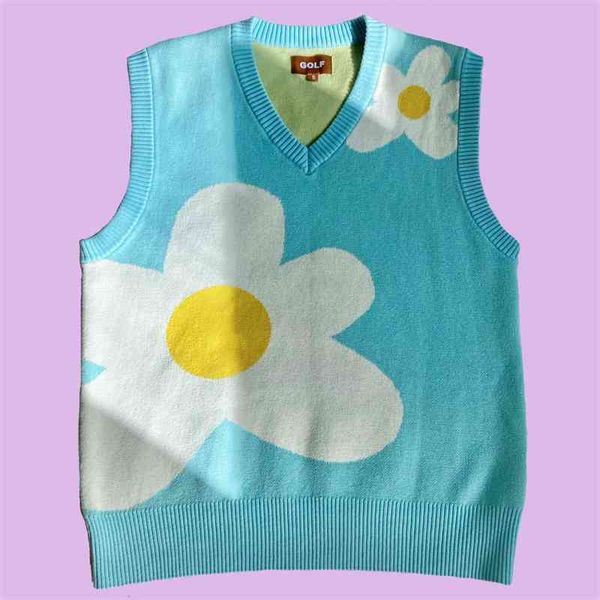 

golf wang le fleur light blue flowered vest solid loose and versatile simple vest jacket rja9, Gray