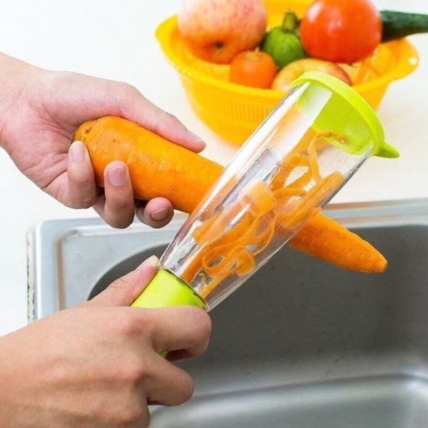 Paslanmaz Çelik Çok Fonksiyonlu Depolama Peeling Bıçağı Varil Sebze Meyve Soyma Kemer Saklama Kutusu Soyucu Mutfak Aracı