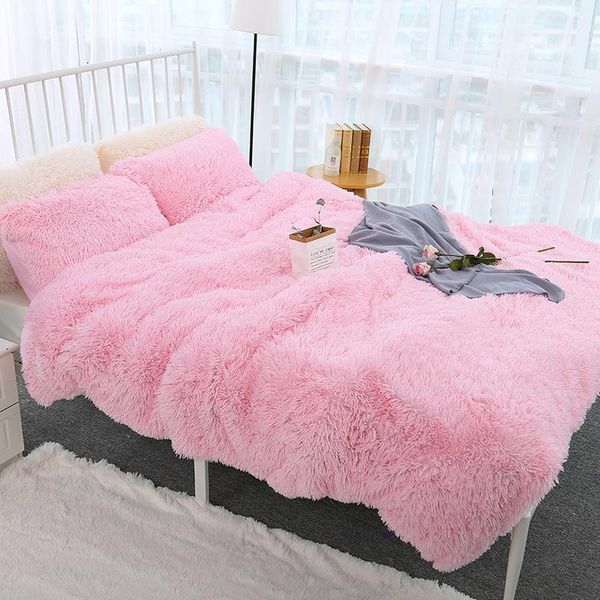 

pure color thicken weighted soft shaggy plush blanket spring autumn winter wearable children blankets king size fur warm
