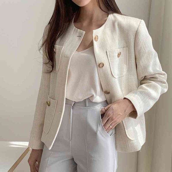 

women's suits & blazers jaqueta feminina abotoadura botÃµes gola redonda, casaco feminino elegante manga comprida q7m2, White;black