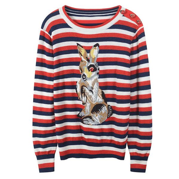 

women's sweaters women sweater slim fit animal jacquard knitted pullovers color block striped lurex long sleeve jumper autumn win, White;black