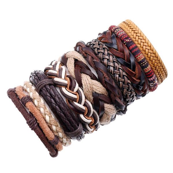 

fashion bracelets 10 piece / set woven bracelet men women leather bangle for wholesale jewelry gift charm, Golden;silver