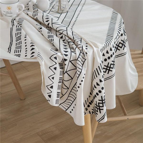 

table cloth geometric white round tablecloth cotton linen home decoration dining cover obrus mantel mesa tafelkleed