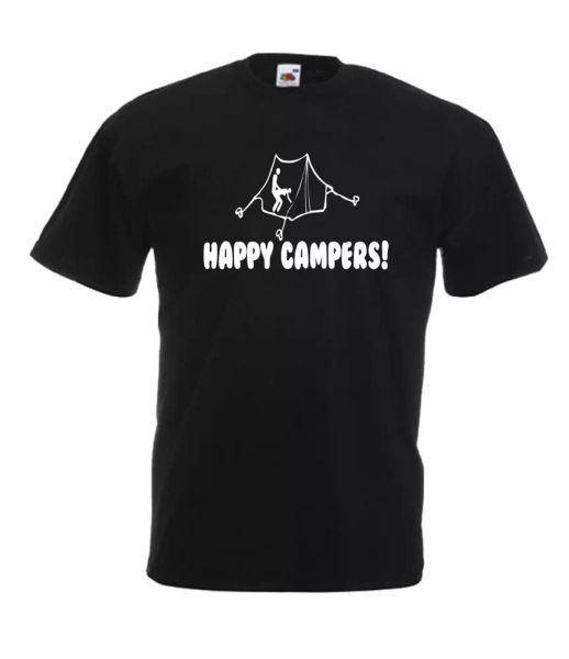 

happy camping tent funny custom t-shirt gift birthday christmas, White;black