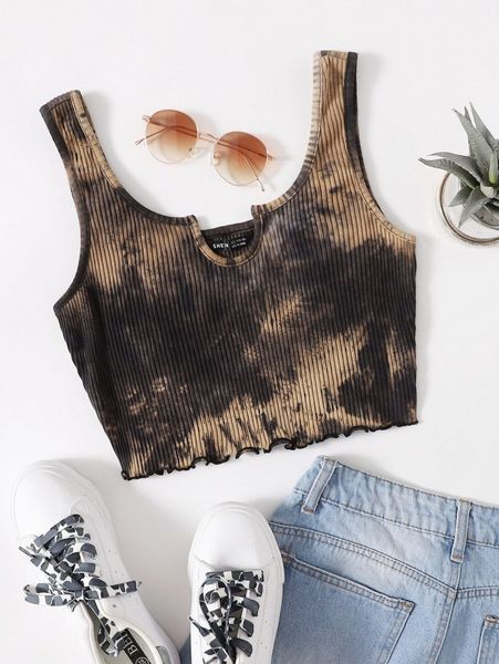 

ribbed acid wash cropped tank m7jg#, White