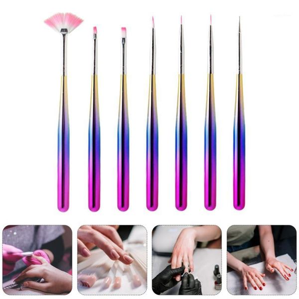 

set/7pcs nail art pen set manicure potherapy painting brush brushes1, Yellow