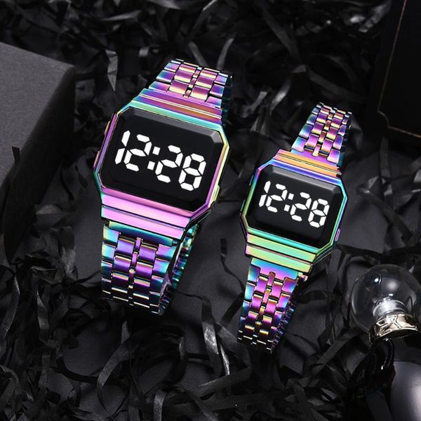 

wristwatches luxury women alloy led watch fashion rose gold electronic display wristwatch casual couple digital watches, Slivery;brown