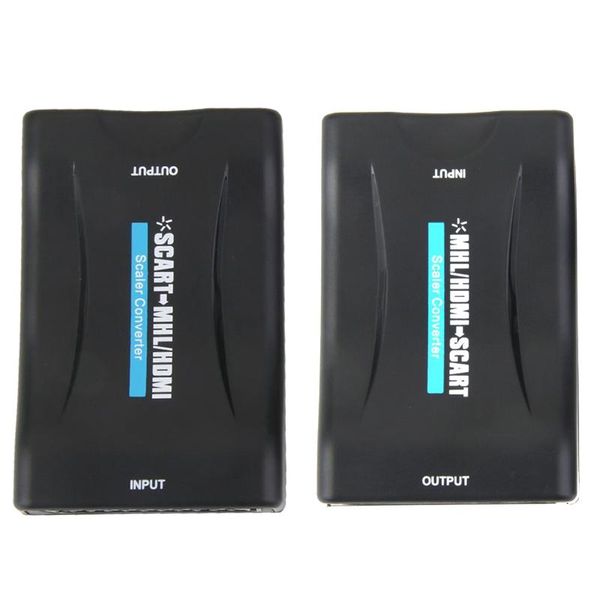 

audio cables & connectors scart to 720p 1080p 60hz hd video converter scaler box + usb cable black