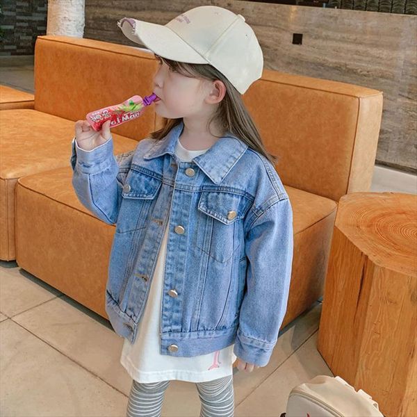 

smile face denim coat blue jean korean baby girl kids clothes jackets for teens girls women clothing childrens outwear, Blue;gray