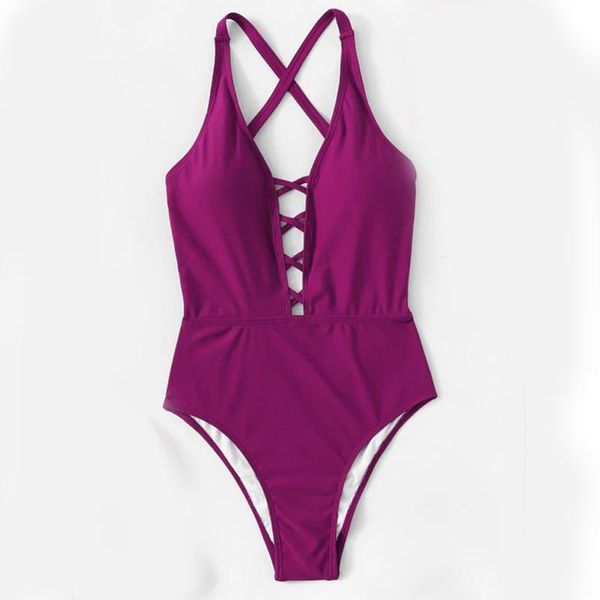 

halter solid women swimwear high cut out one piece swimsuit backless thong swim suit female bathing suit2021 one-piece suits