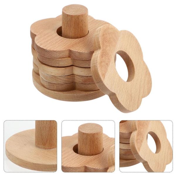 

mats & pads 7pcs birch insulation with rack anti-skid cup cushions (wood color)