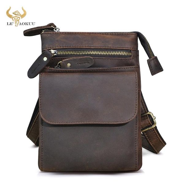 

original leather mens multifunction vintage casual messenger shoulder mochila bag design belt waist pack 6553 bags