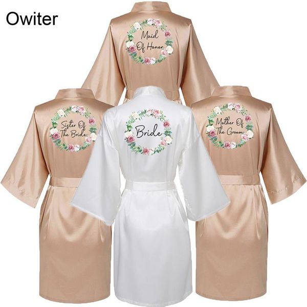 

women's sleepwear satin silk robes for women wedding bride bridesmaid dressing gown floral hoop robe bridal, Black;red