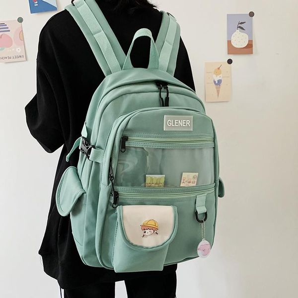 

large capacity women backpack bag for school girls 2021 waterproof nylon transparent shoulder teens kawaii ladies