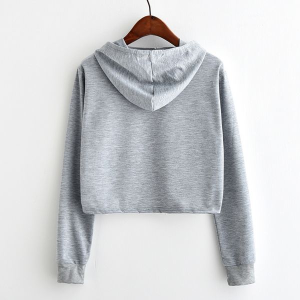 

women's hoodies & sweatshirts fashion women hoodie long sleeve pullover short jumper girls casual hooded crop lady cv1m, Black