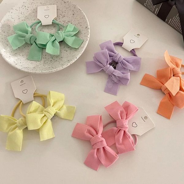 Bahar Çocuklar Sevimli Kız Yumuşak Sevimli Krem Ilmek Hairbands Mini Lastik Bant Çocuk Moda Saç Aksesuarları Için