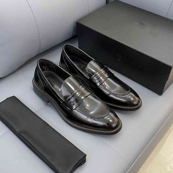 

luxury designer men casual shoes authentic metal trample lazy dress shoe buckle shoes mens high gang [with box] au39, Black