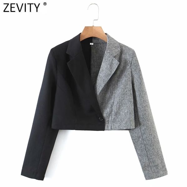 

women fashion contrast color spliced short smock blouse female notched collar business shirt chic blusas ls7676 210420, White