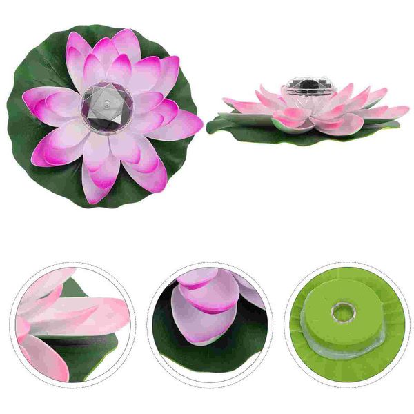 

solar lamps 2pcs lotus courtyard pond floating light portable landscape