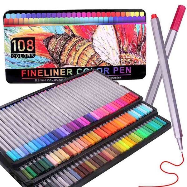 108 Farben Farbstifte-Set mit feiner Spitze, 0,4 mm Farbstifte mit feiner Spitze, Zeichenstift zum Schreiben von Notizen, Comics, Malbüchern 210330