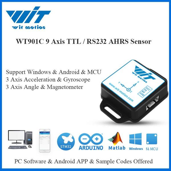 

witmotion wt901c 9 axis imu sensor tilt angle roll pitch yaw + acceleration gyroscope magnetometer mpu9250 on pc/android/mcu activity tracke