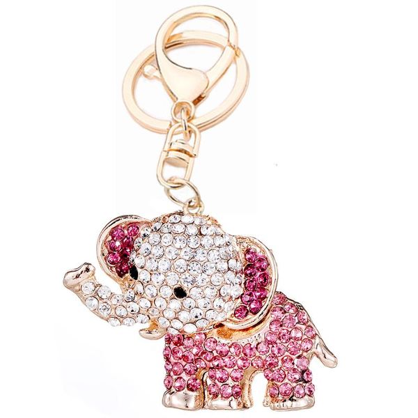 

keychains crystal elephants keyring keychain fashion metal handbag pendant purse bag buckle key chains holder accessories gift r031, Silver