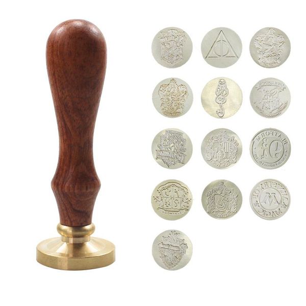 

party favor 1pcs vintage rosewood handle, fire lacquer seal, single-chapter copper head invitation card, wax seal altar