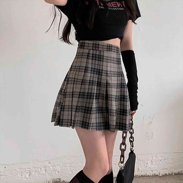 

y2k pleated jk uniform girl women skirts plaid mini kawaii harajuku gothic style clothes egirl summer, Black