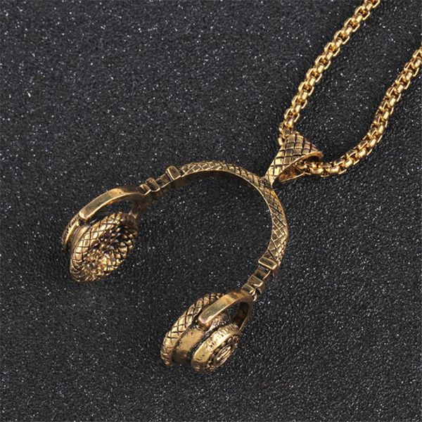 

pendant necklaces fashion design men jewelry punk style box link chain metal music carnival headphones necklace for women, Silver