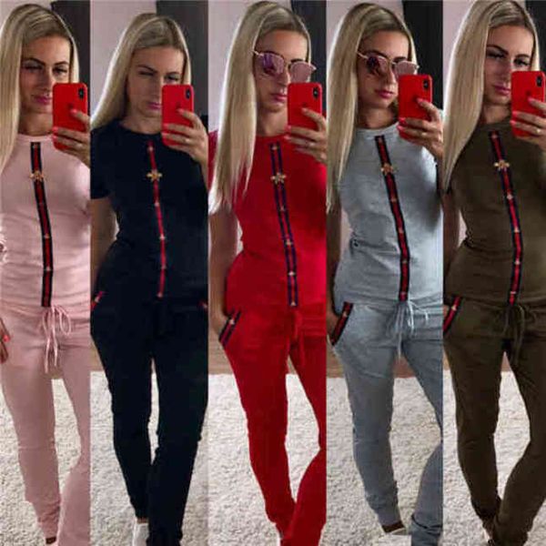 

2021 womens designer printed sport suits short-sleeve shirts and pants two piece sets outfits suits tracksuits size s~xxl_rw, Gray