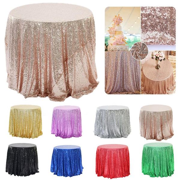 

sequin tablecloth round rose gold glitter embroidered table cover for wedding festival decoration banquet supplie diameter 120cm cloth