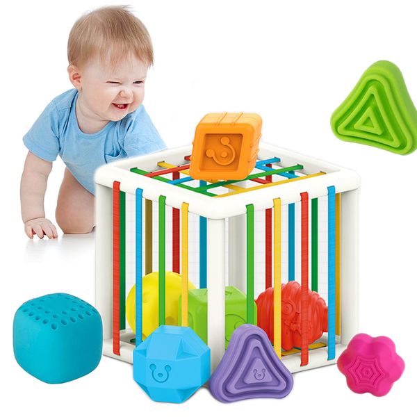 

Baby Colorful Shape Sorting soft cube Game Montessori Learning Educational Toys For Children 0 12 Months
