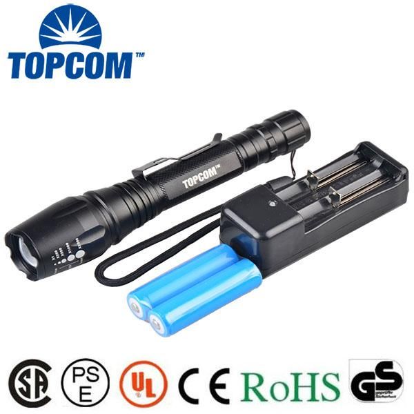 

om 5000 lm zoomable xm-l t6 super bright led waterproof torch defensive tactical flashlights torches