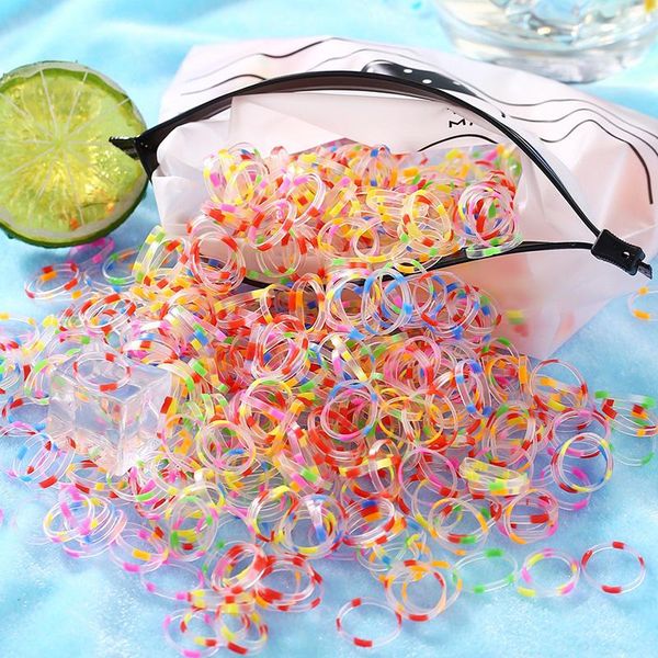 

hair accessories girls colorful rope small disposable rubber bands ponytail holder elastic fashion for kids, Slivery;white