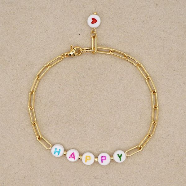 

go2boho bracelet for women love letter bracelets charms heart stainless steel chain jewelry adjustable puseras, Red;brown