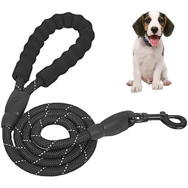 

strong dog leash with comfortable padded handle and highly reflective threads for medium dogs large collars & leashes