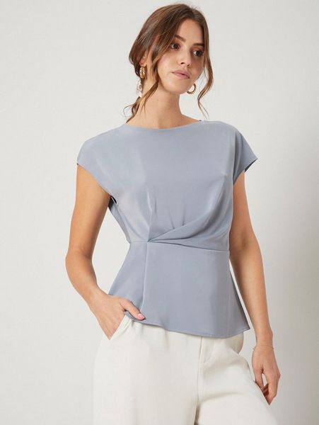 

motf premium gathered peplum b1oe#, White