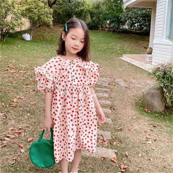 

summer arrival girls fashion dot dress kids korean design cotton dresses clothes 210528, Red;yellow