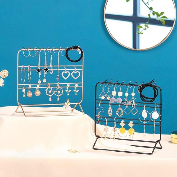 

jewelry pouches, bags 50% s display stand multi-functional embedded design metal creative earring storage rack for home, Pink;blue