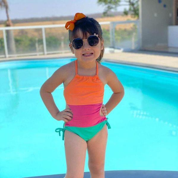 

toddler kids baby girls vest patchwork one-piece swimwear swimsuit beachwear children's bikini summer bathing suit one-pieces, Black