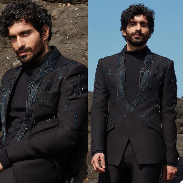 

designer beading black mens customized wedding tuxedos slim fit groom wear dinner prom party blazer (jacket+pants), Black;gray