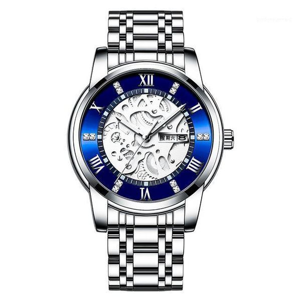 

fashion male watch chronograph men luxury full steel quartz brand waterproof sport wristwatches, Slivery;brown