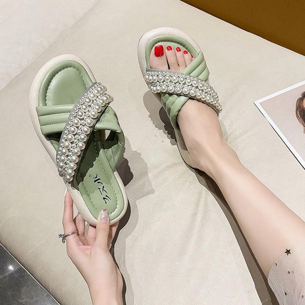 

slippers women flat square toe weave sandals ladies shoes plus size fashion 2021 summer outdoor comfortable female beach, Black