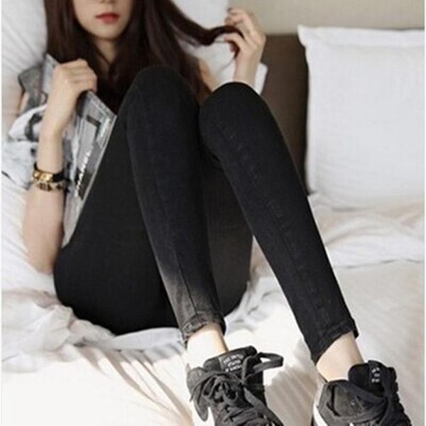 

women's leggings women fund black jeans self-cultivation high waist cowboy bound feet pants slim stretch plus size female trousers